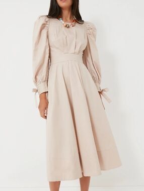 En Saison x Tuckernuck Midi Dress XS Beige Neutral Prairie Modest Long Sleeves